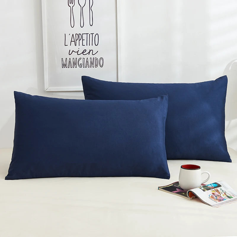 1pc 100% Cotton Solid Color Pillow Cover 50*70cm Rectangular Pink/Blue/Grey Pillowcase Bedding Pillow Case