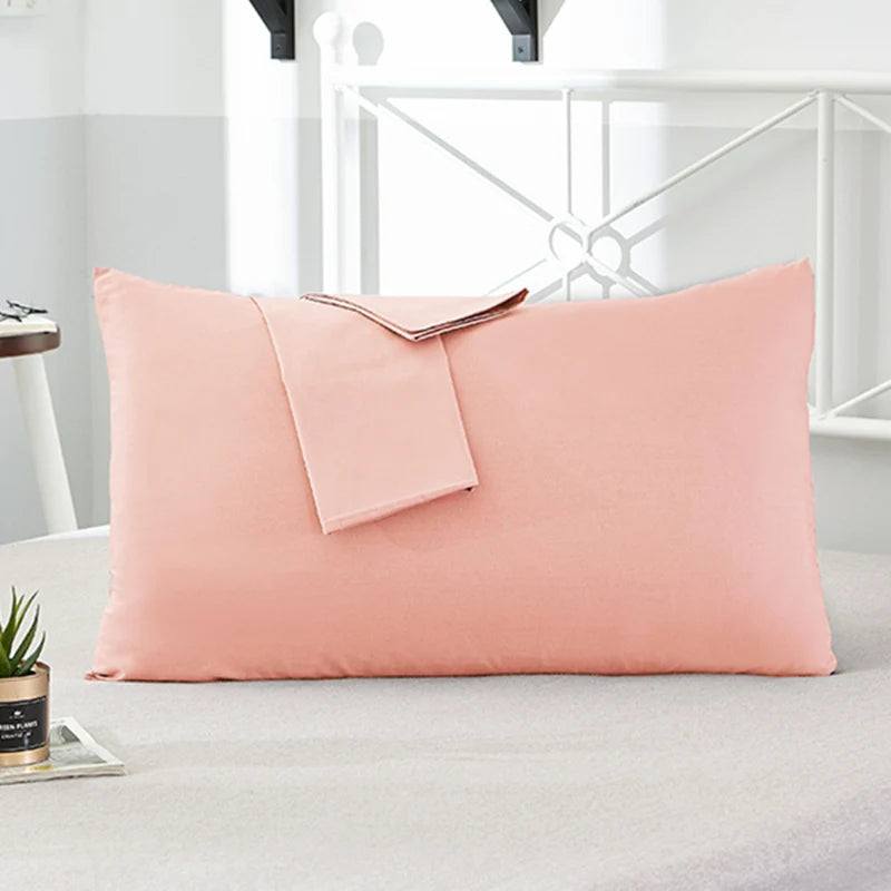 1pc 100% Cotton Solid Color Pillow Cover 50*70cm Rectangular Pink/Blue/Grey Pillowcase Bedding Pillow Case