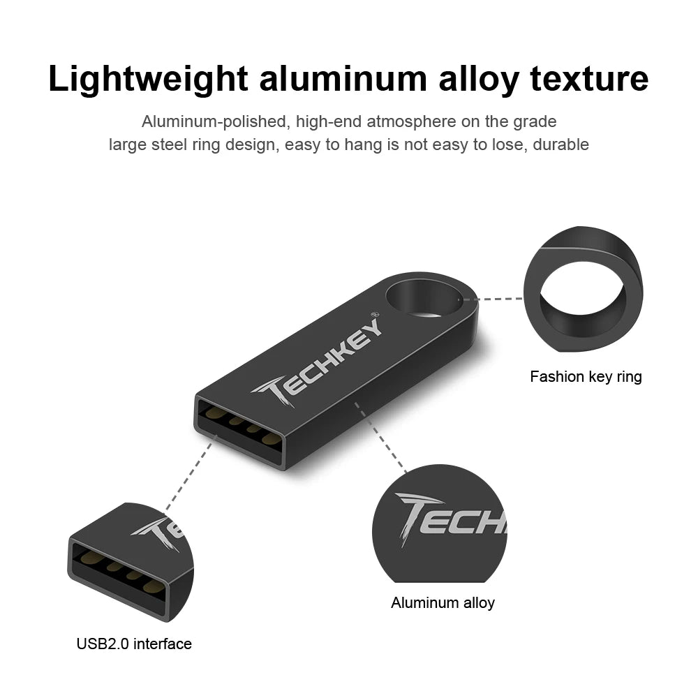 new TECHKEY usb flash drive 64GB 32GB 16GB 8GB 4GB pen drive pendrive флешка waterproof silver u disk memoria cel usb stick gift