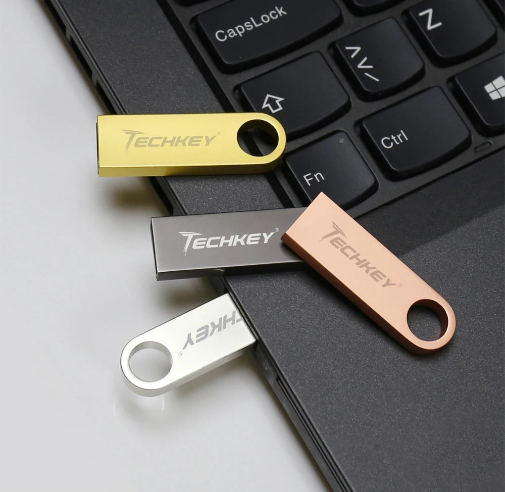 new TECHKEY usb flash drive 64GB 32GB 16GB 8GB 4GB pen drive pendrive флешка waterproof silver u disk memoria cel usb stick gift