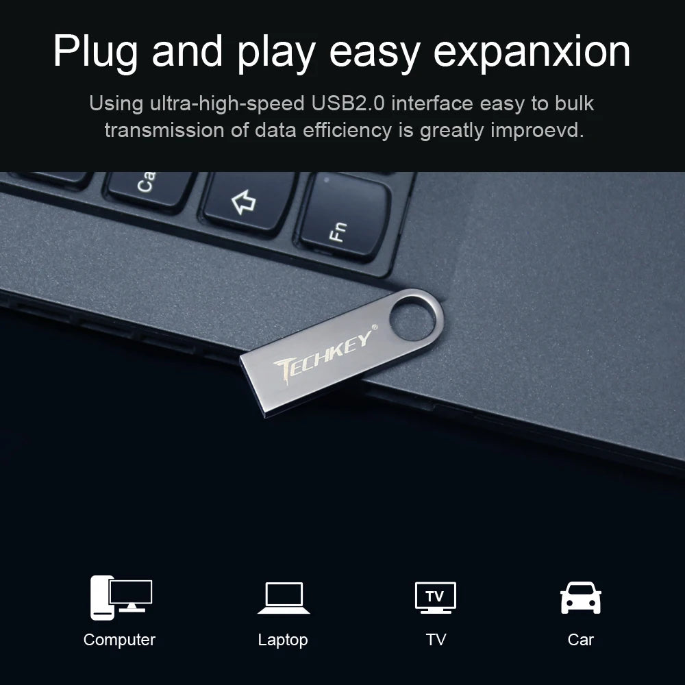 new TECHKEY usb flash drive 64GB 32GB 16GB 8GB 4GB pen drive pendrive флешка waterproof silver u disk memoria cel usb stick gift