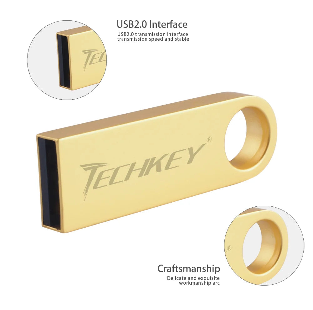 new TECHKEY usb flash drive 64GB 32GB 16GB 8GB 4GB pen drive pendrive флешка waterproof silver u disk memoria cel usb stick gift