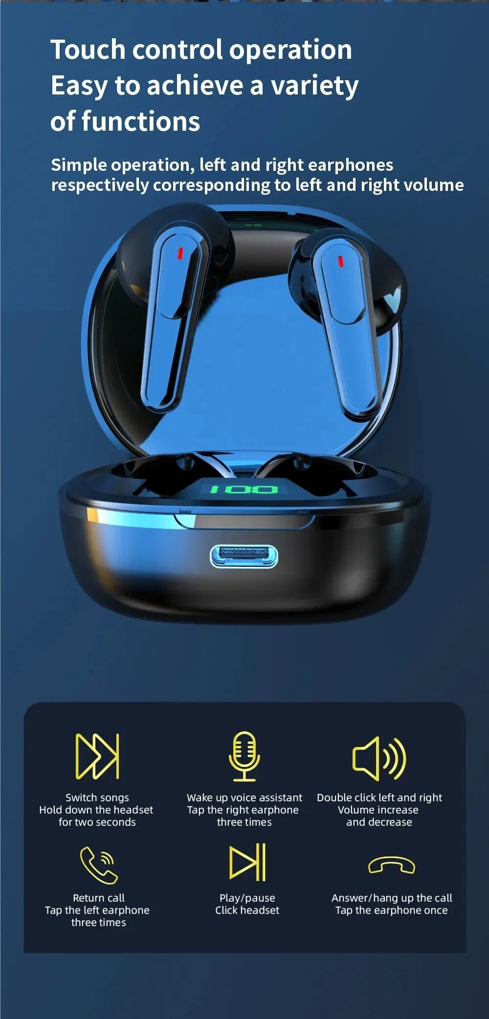 Bluetooth Earphones With True Wireless TWS Earplug Style Noise Reduction For Gaming And Esports Bluetooth Earphones