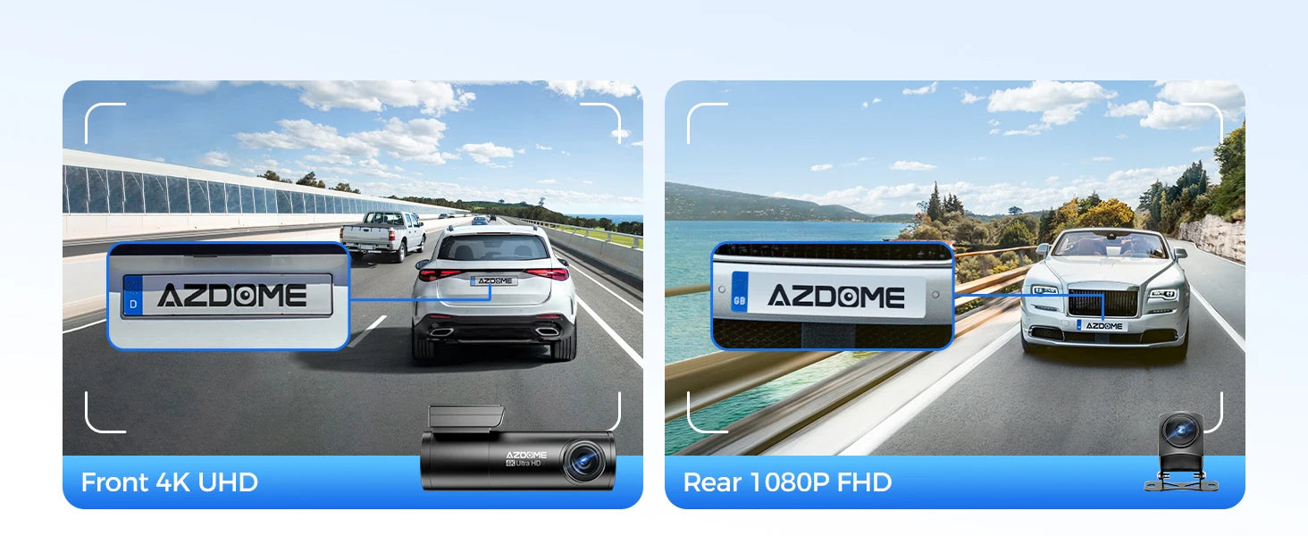 AZDOME Dash Cam M300S 4K+1080P Dual Dash Car Camera Built-in WiFi GPS ADAS Car DVR 24H Parking Mode Night Vision Black Box