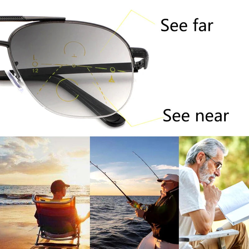 Sun Multi-focal Progressive Reading Glasses Men Women Fashion Anti Blue Ray Presbyopic Glasses Computer Optical Far Near Eyeglas