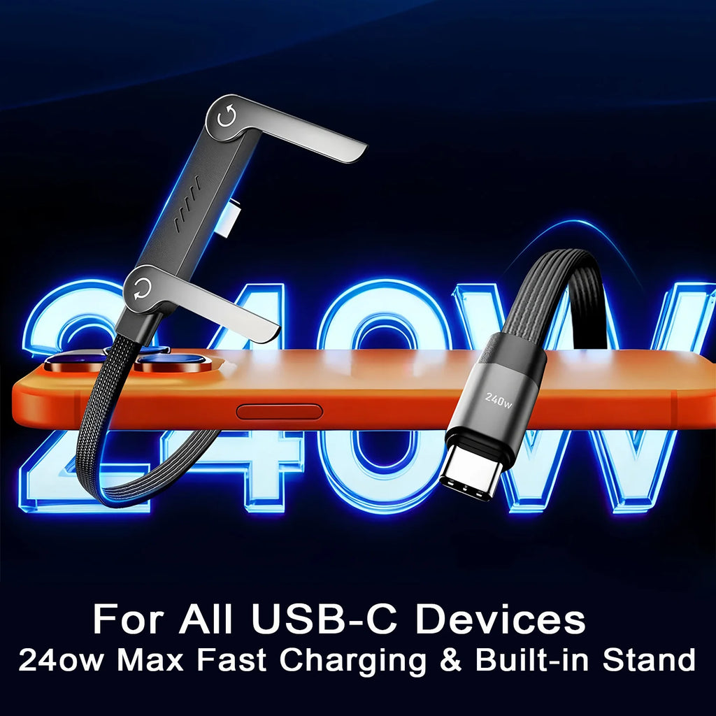 240W Fast Charging Foldable Mobile Phone Holder Data Cable Multi-Angle Adjustment Non-Stop Charging Phone Holder PD Usb Cable