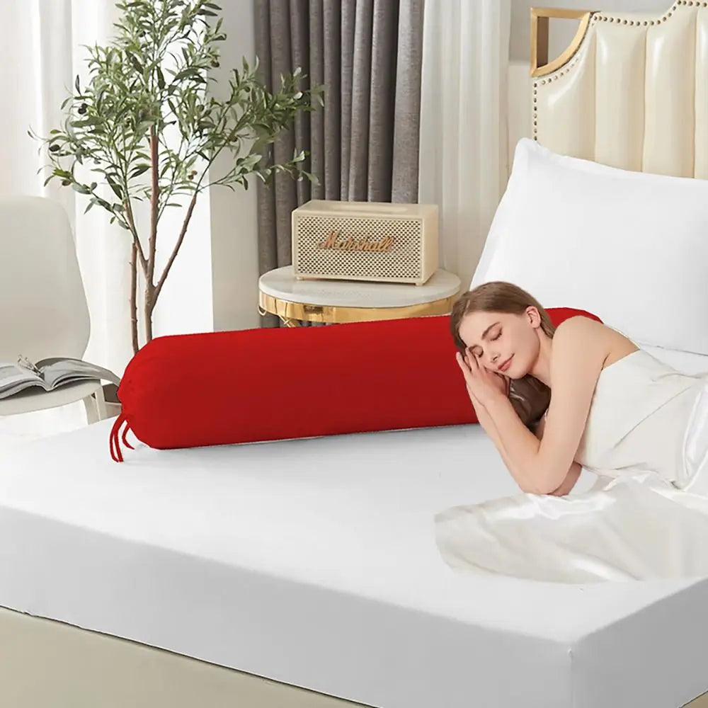 Durable Solid Color Long Cylindrical Pillowcase Washable Durable Bedroom Neck Bolster Pillowslip Household Removable Pillow Case