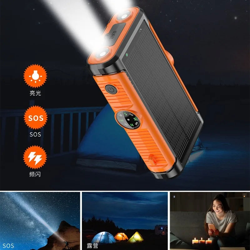 2025 NEW Solar Power Bank 20000mAh 22.5W Magnetic Wireless Powerbank Hand Crank with Cable Portable Charger for Outdoor Camping