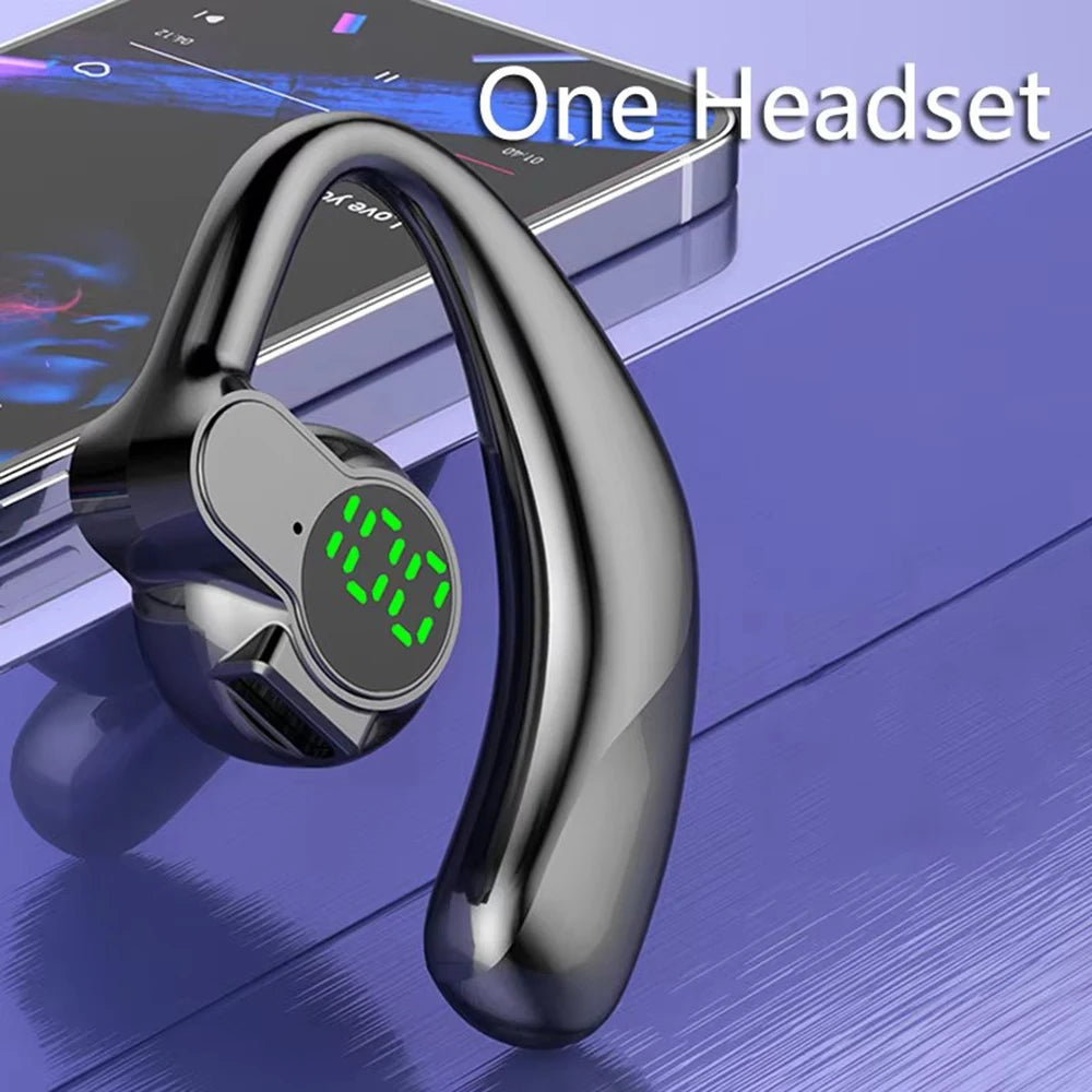 Wireless Headphones Bluetooth 5.4 Ear Hook Earphones with Microphone Handsfree HD Call Noise Cancelling Headset for Driving