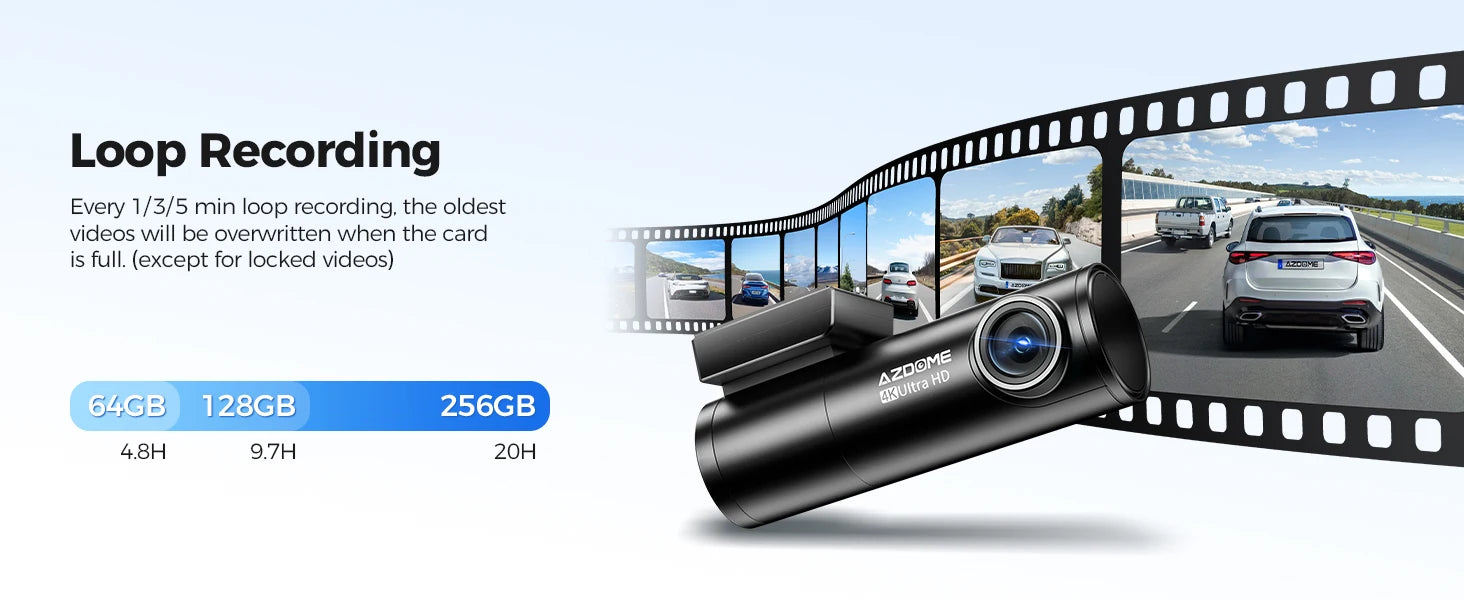 AZDOME Dash Cam M300S 4K+1080P Dual Dash Car Camera Built-in WiFi GPS ADAS Car DVR 24H Parking Mode Night Vision Black Box