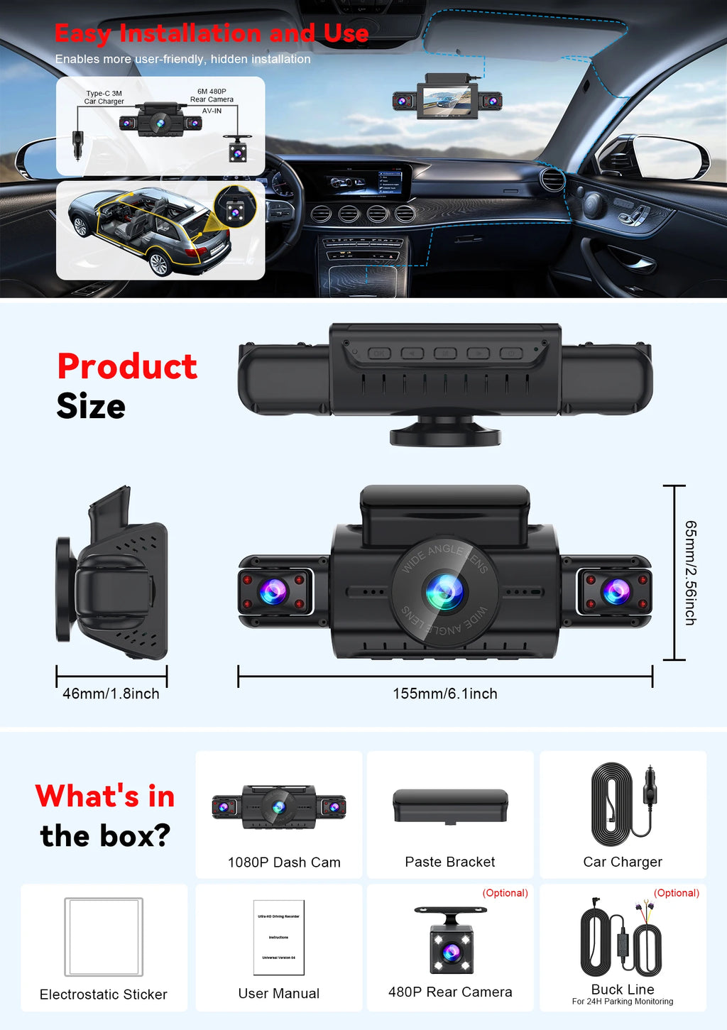  Dashcam for cars 4 Channel Black Box WiFi Driving Camera FHD 1080P Night Vision Loop Recording 24H Parking Mode car accessorie