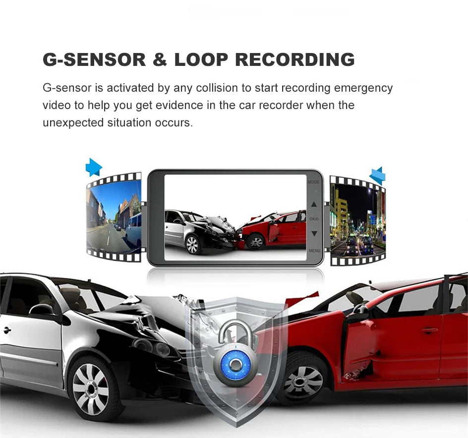 Dashcam 24H Touch Night Vision FULL HD 1080P Front And Rear Camera 4.0 Inch CAR DVR Mirror Digital Video Recorder Dvr Black Box