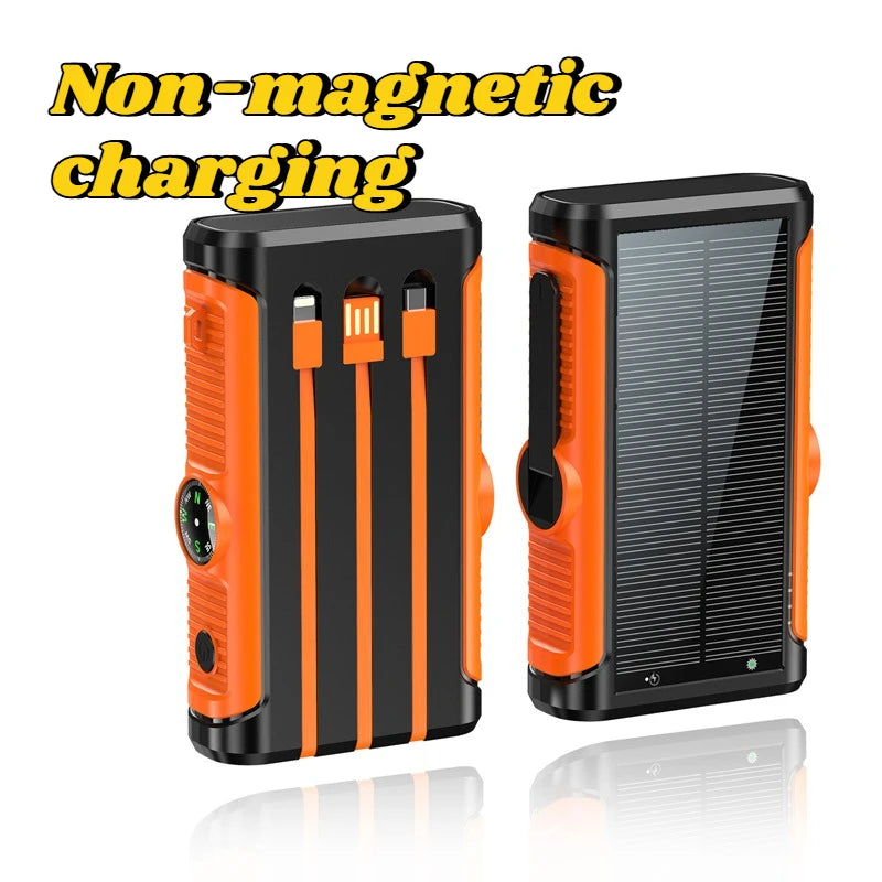 2025 NEW Solar Power Bank 20000mAh 22.5W Magnetic Wireless Powerbank Hand Crank with Cable Portable Charger for Outdoor Camping