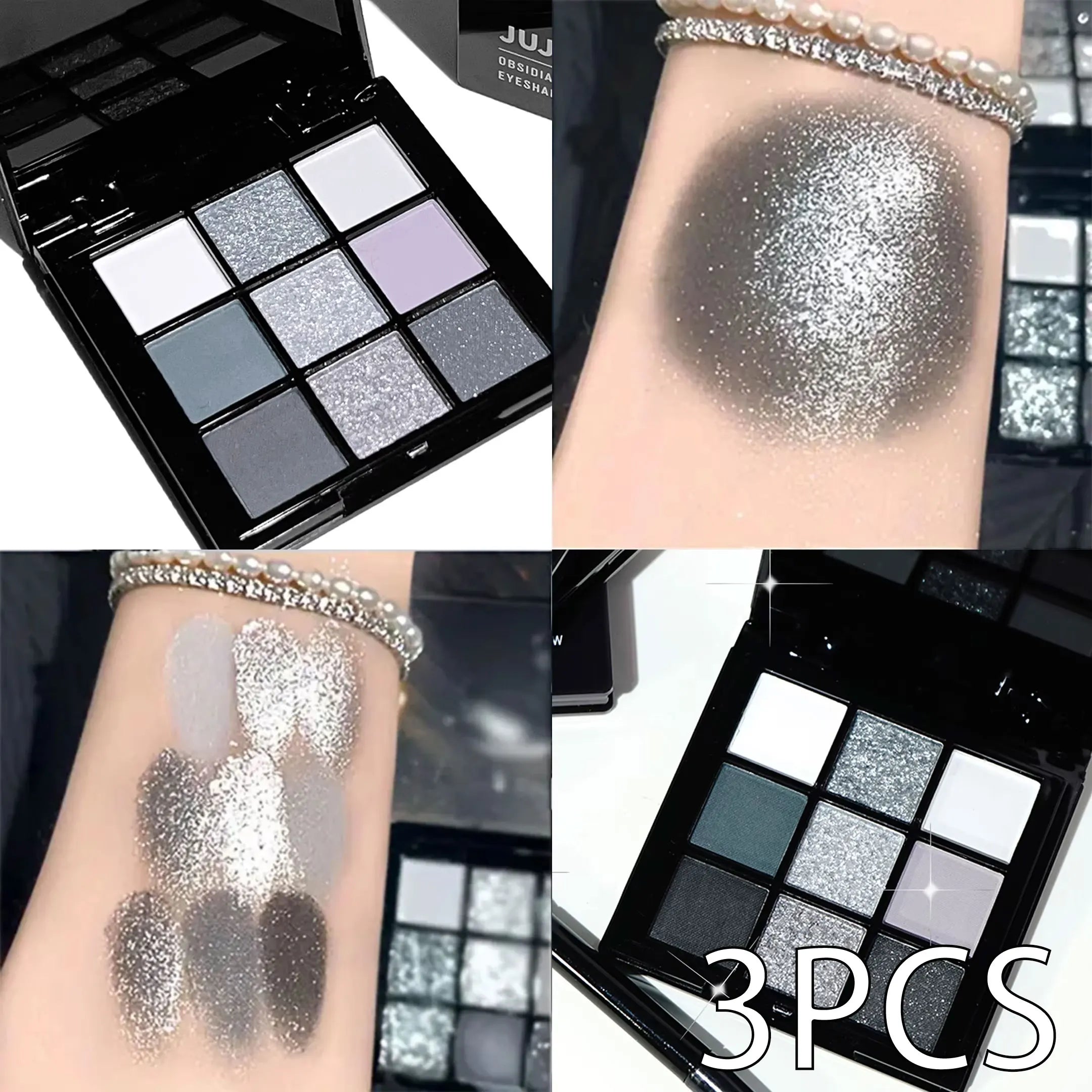 Nine-color eyeshadow palette Makeup Brush, gray-pink smoky makeup, matte pearlescent silkworm brightening makeup