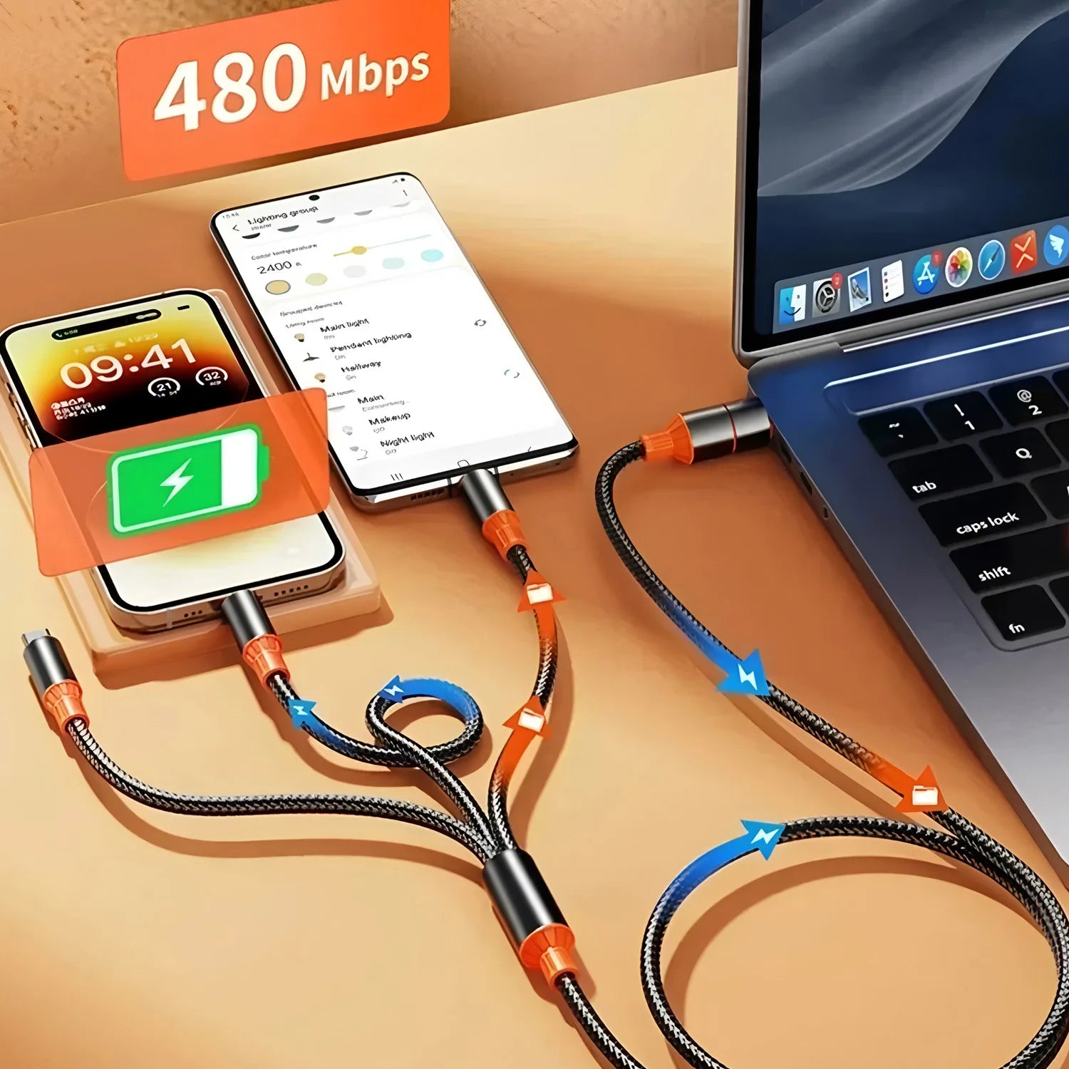 3 in 2 Charging Cable Multi Usb Port Multiple Usb Charging Cord Type C Micro Charger Mobile Phone Wire For iPhone 14 13 12 Xiaom