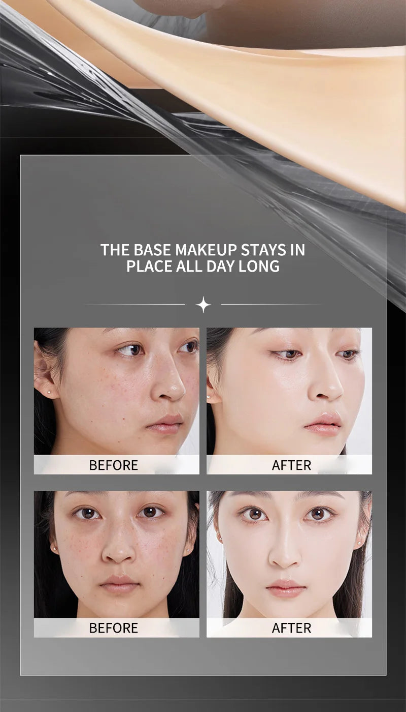 Light and Moist Hydrating Foundation, Natural-Looking, Moisturizing, Shiny, Thin and Lightweight, Double-Headed Makeup Foundation That Rotates for Easy Use, with Its Own Brush, Waterproof, Easy to Apply Makeup, and Easy for B