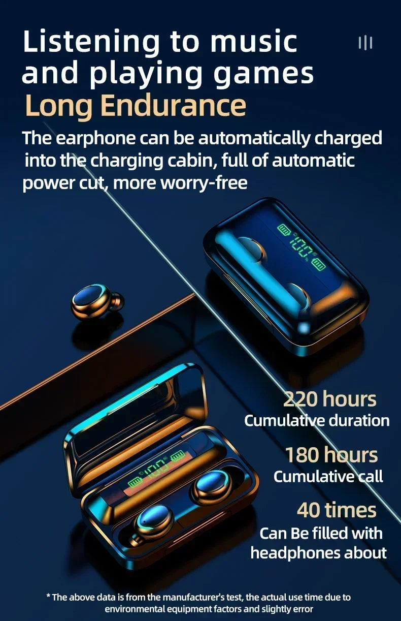 TWS F9-5 Earphone Bluetooth 5.3 Wireless Headphones Hifi Stereo Sports Waterproof Earbuds Headset Hearing Aids With Mic Handfree
