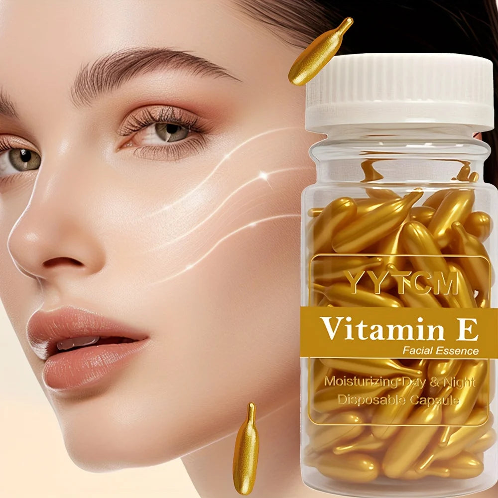 Vitamin E Serum Capsules, Single-Use Essence Capsules, Hydrating and Moisturizing Facial Skin, 90 Capsules/Bottle - 1 Bottle