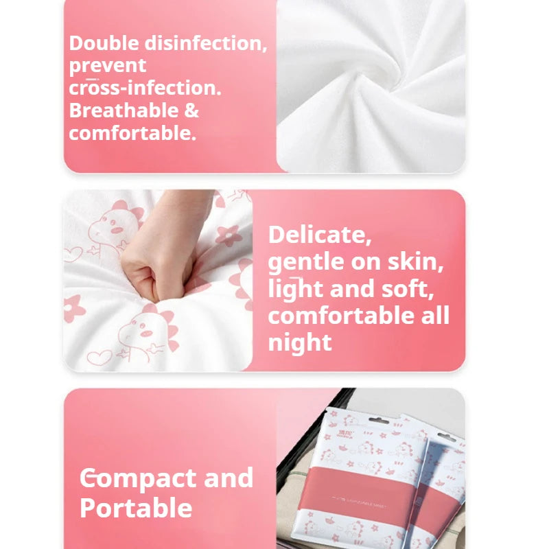 1/3 Pack Set Includes (1 Pillowcase + 1 Bed Sheet + 1 Duvet Cover) Disposable Bed Sheet, Duvet Cover, Pillowcase, Thickened Hotel Travel Bedding, Dirt-Resistant, Easy to Carry, a Blessing for Those Who Are Hygienic, No-Wash S