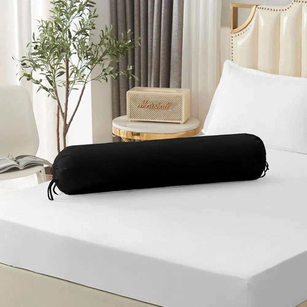 Durable Solid Color Long Cylindrical Pillowcase Washable Durable Bedroom Neck Bolster Pillowslip Household Removable Pillow Case