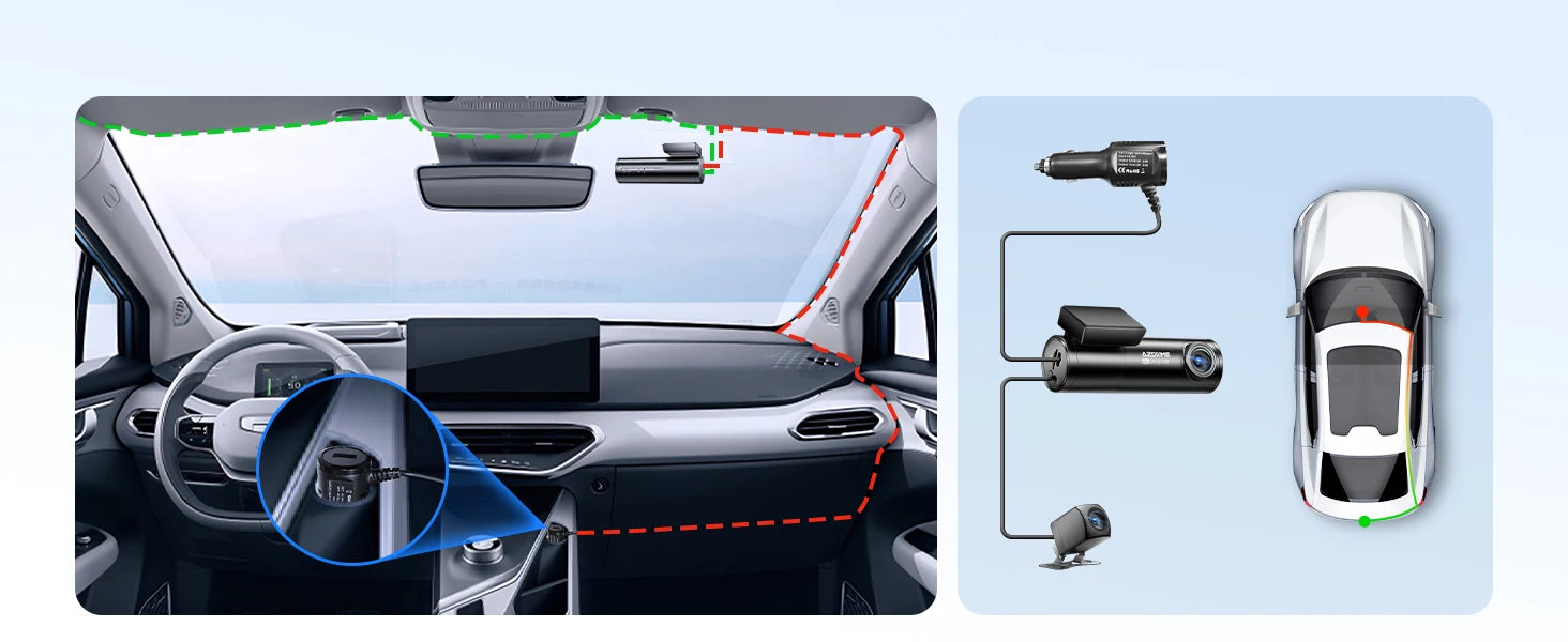 AZDOME Dash Cam M300S 4K+1080P Dual Dash Car Camera Built-in WiFi GPS ADAS Car DVR 24H Parking Mode Night Vision Black Box