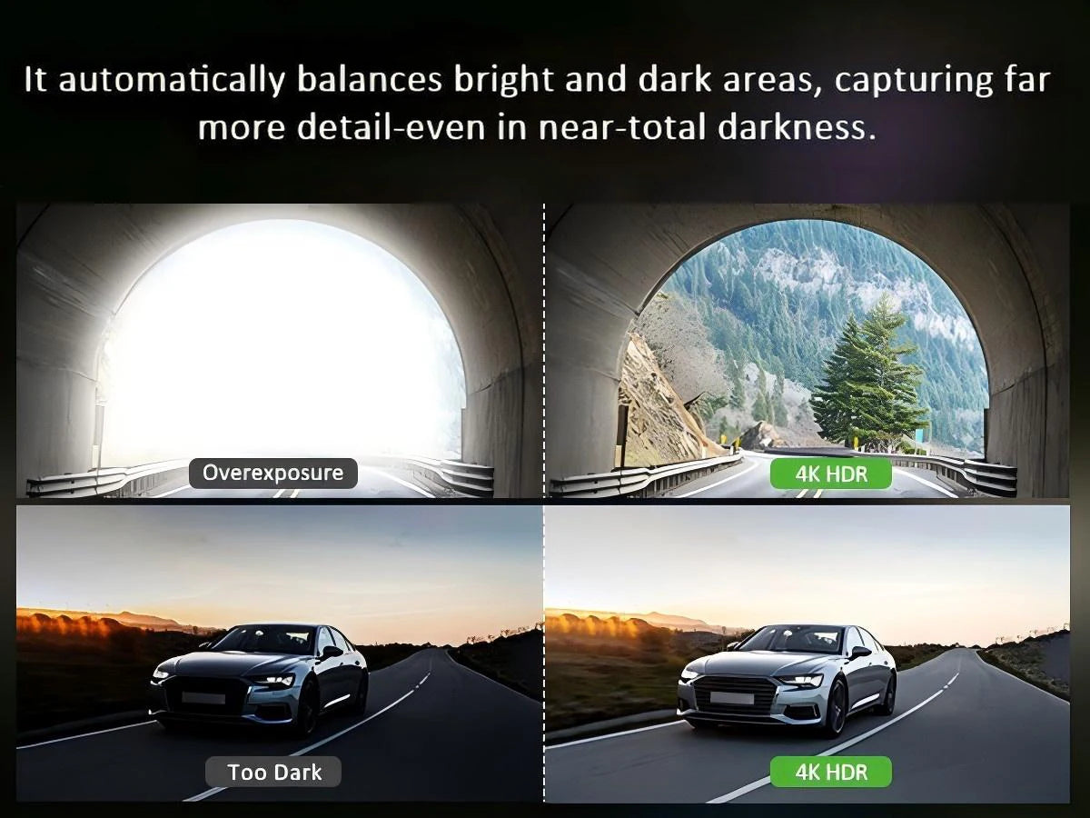 Dash Cam for cas 4K UHD Recording Front Rear Car Camera HDR Night Vision Recorder Built in Wi-Fi Parking Mode