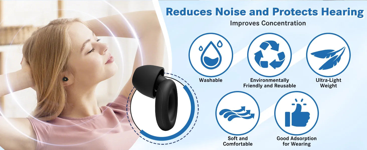 Ear Plugs for Noise Reduction Ear Protection Reusable Silicone Ear Plugs Swimming Ear Plug Sleeping Earplugs Set Oordopjes
