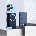 Portable Power Bank 20000mAh Wireless Powerful Magnetic Power Bank Built in 3 Cable Powerbank Fast Charging For iPhone 15 Xiaomi