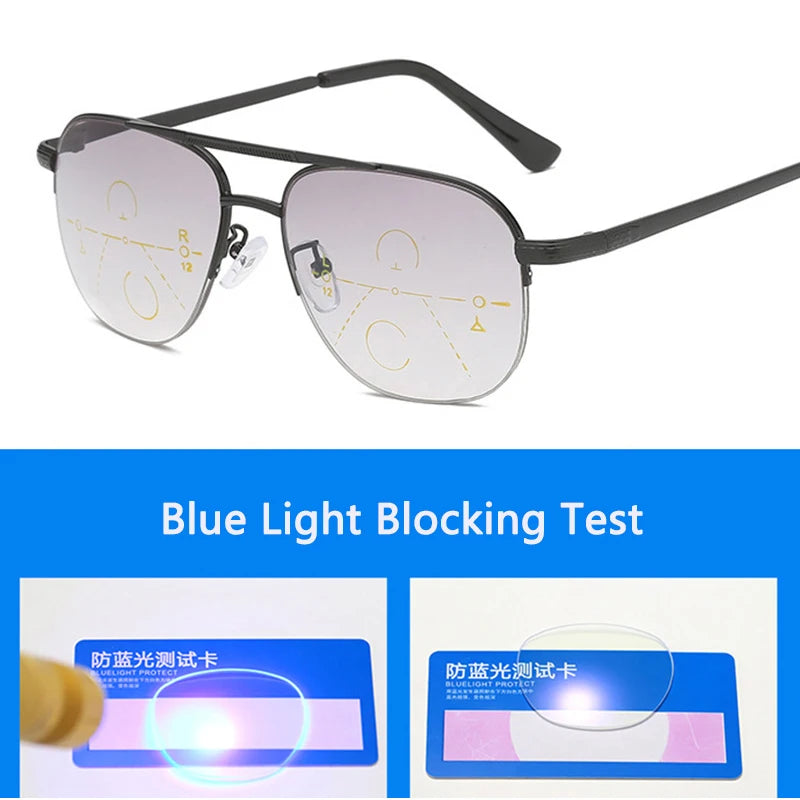 Sun Multi-focal Progressive Reading Glasses Men Women Fashion Anti Blue Ray Presbyopic Glasses Computer Optical Far Near Eyeglas