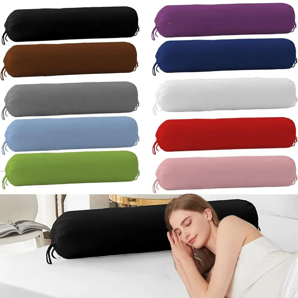 Durable Solid Color Long Cylindrical Pillowcase Washable Durable Bedroom Neck Bolster Pillowslip Household Removable Pillow Case