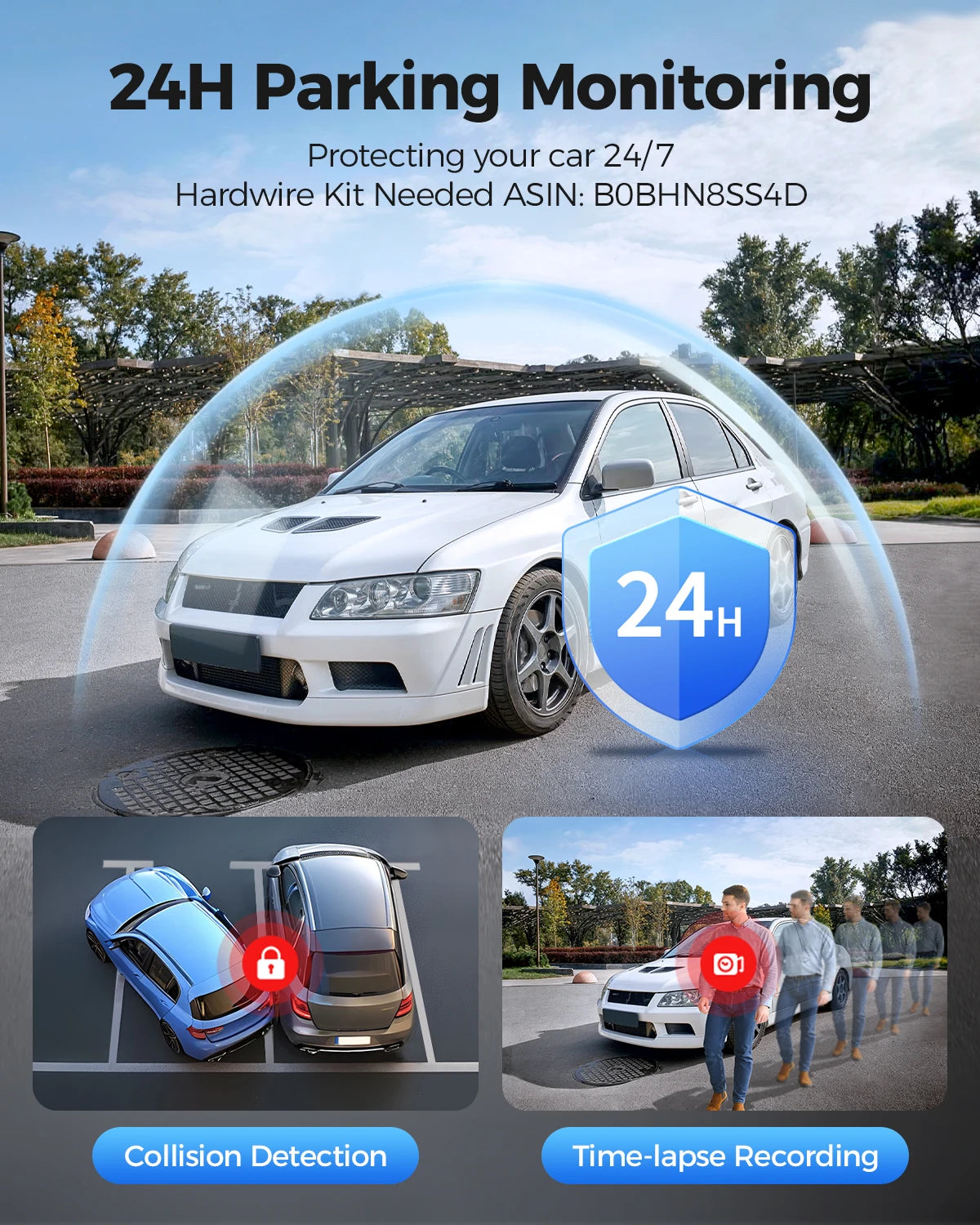 AZDOME Dash Cam M300S 4K+1080P Dual Dash Car Camera Built-in WiFi GPS ADAS Car DVR 24H Parking Mode Night Vision Black Box