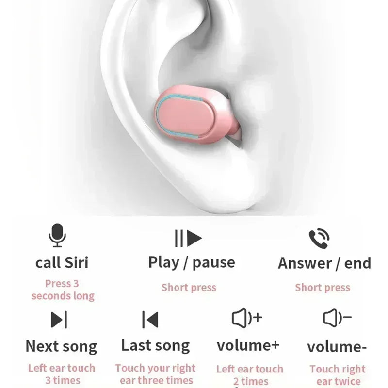 TWS Wireless Earphones Music Headset Bluetooth LED Display HiFi Earphone Waterproof Sport Wireless Headphone With Mic Earplugs