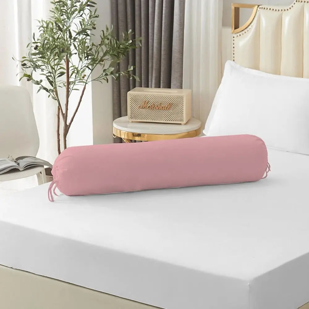 Durable Solid Color Long Cylindrical Pillowcase Washable Durable Bedroom Neck Bolster Pillowslip Household Removable Pillow Case