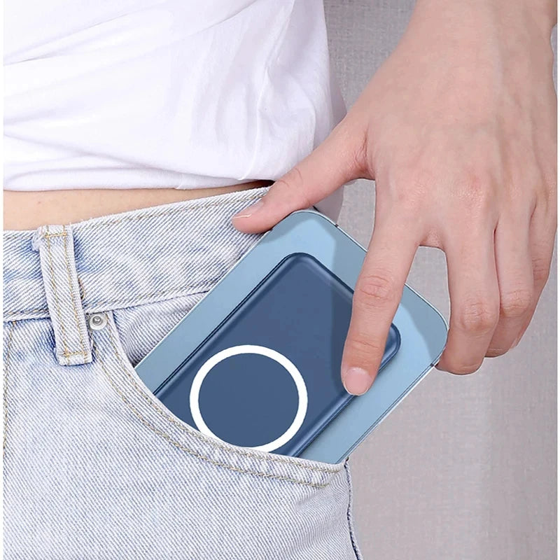 Portable Power Bank 20000mAh Wireless Powerful Magnetic Power Bank Built in 3 Cable Powerbank Fast Charging For iPhone 15 Xiaomi