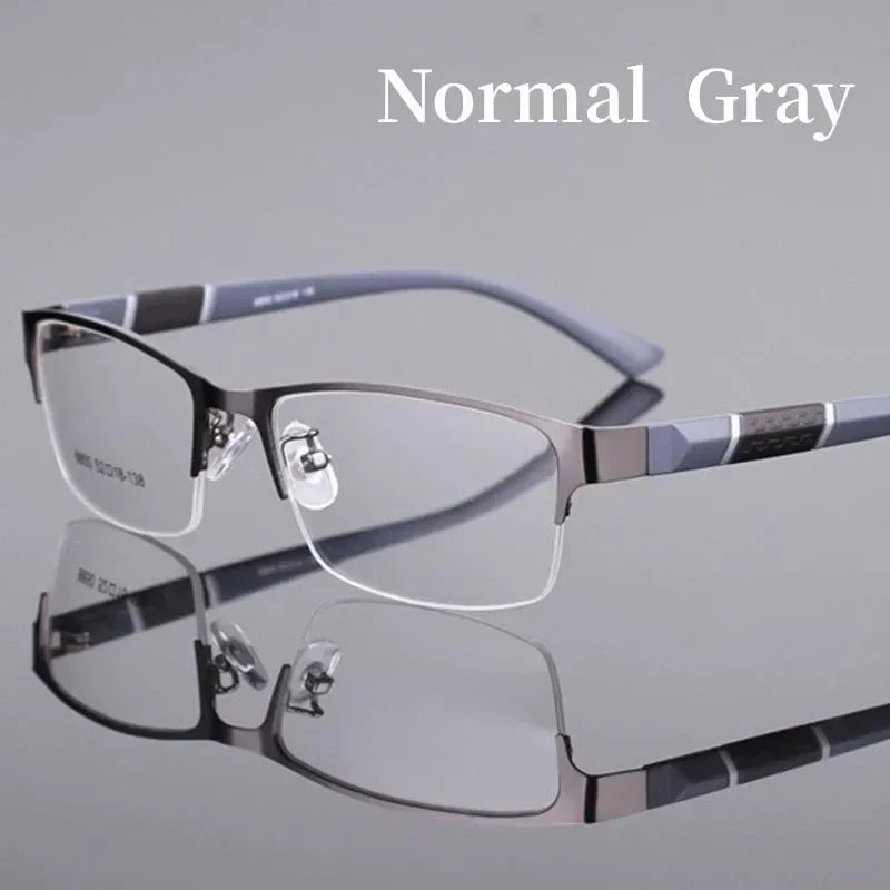 Smart Photochromic Near Sight Sun Glasses for Business Women Men Retro Metal Half Frame Myopia Eyewear Anti-UV Minus Goggles