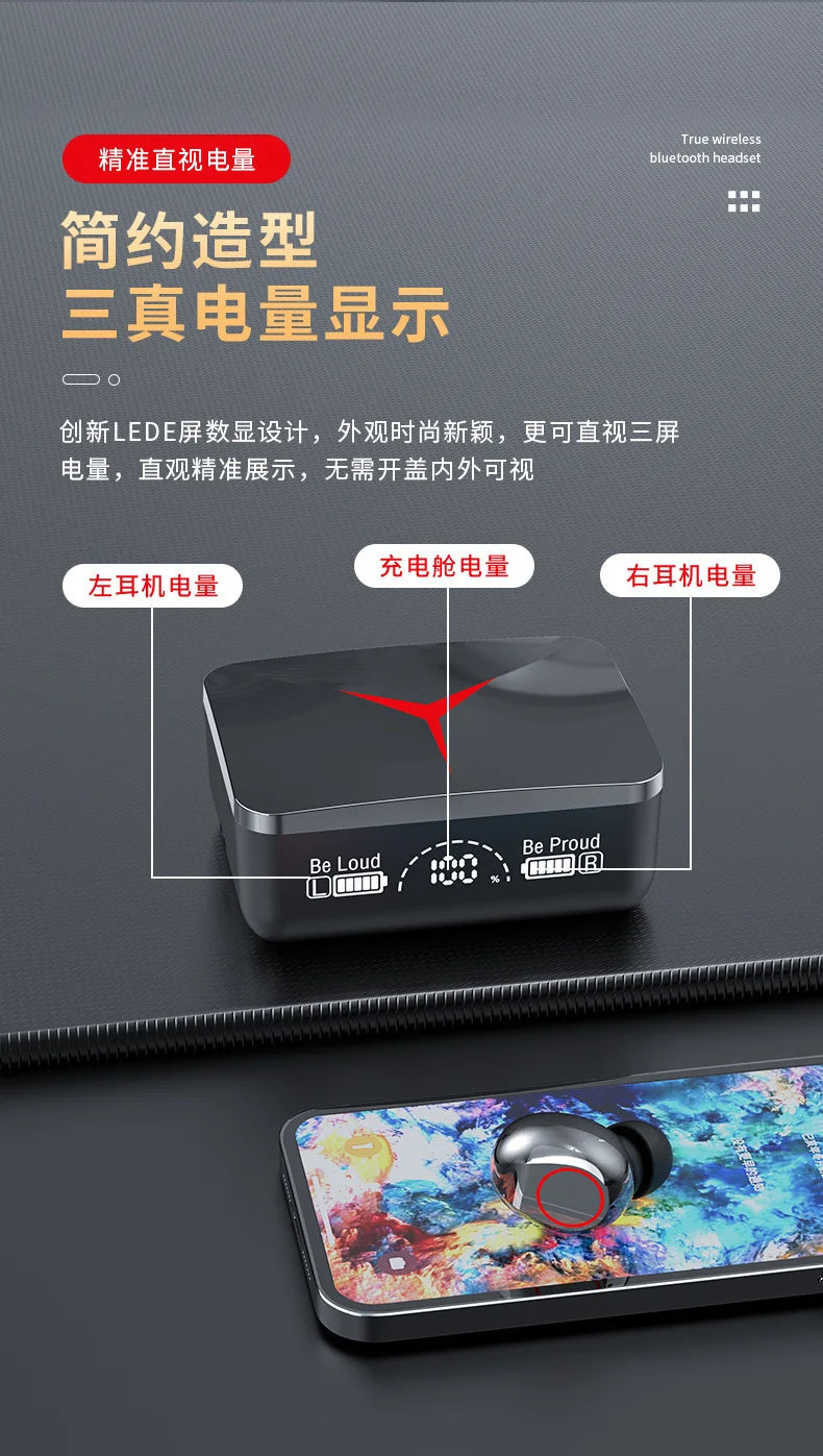 Wireless Bluetooth earbuds, in-ear touch earbuds, gaming headphones, stereo noise-cancelling, with microphone, for mobile gaming