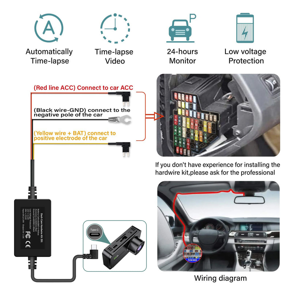 Dash Cam for cas 4K UHD Recording Front Rear Car Camera HDR Night Vision Recorder Built in Wi-Fi Parking Mode