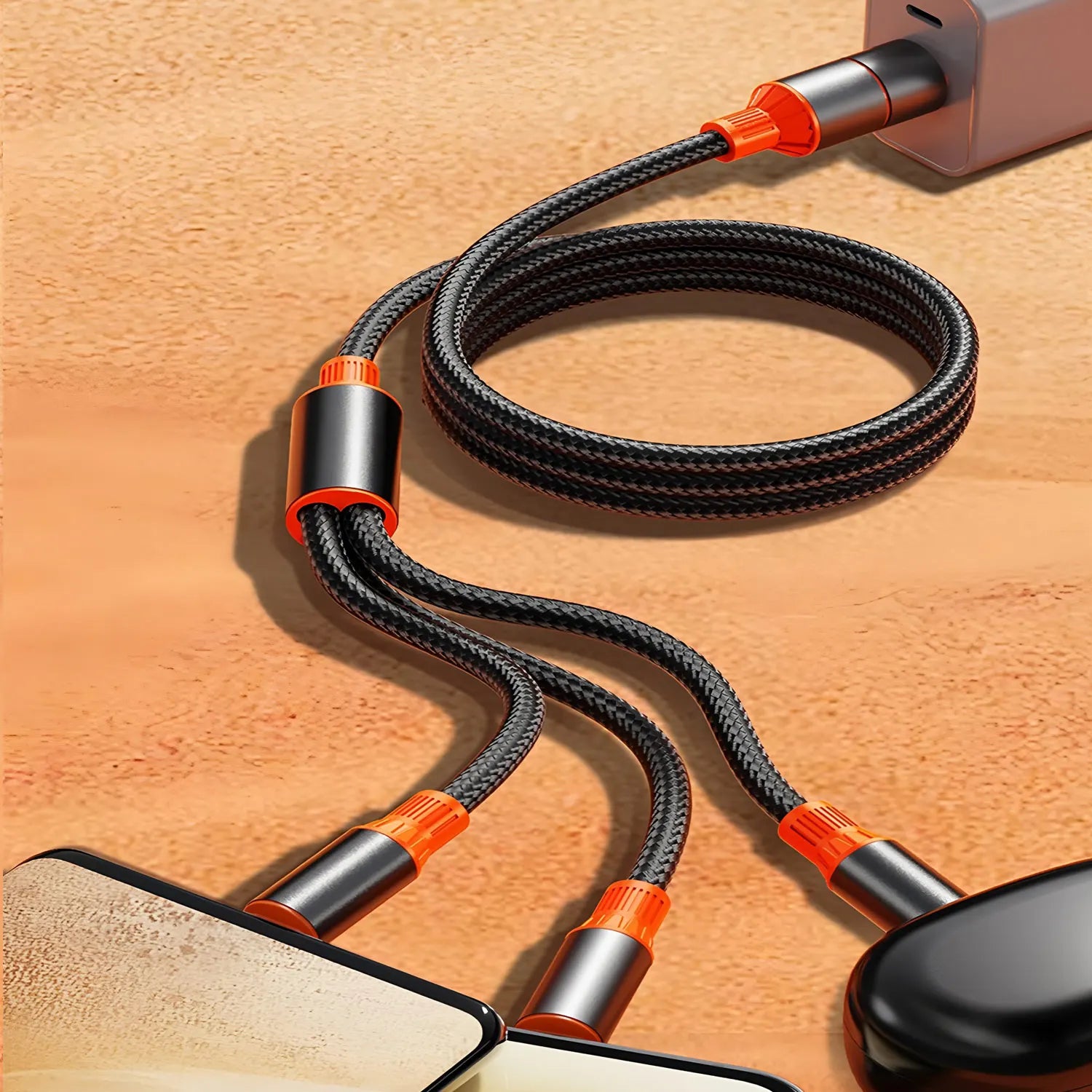 3 in 2 Charging Cable Multi Usb Port Multiple Usb Charging Cord Type C Micro Charger Mobile Phone Wire For iPhone 14 13 12 Xiaom