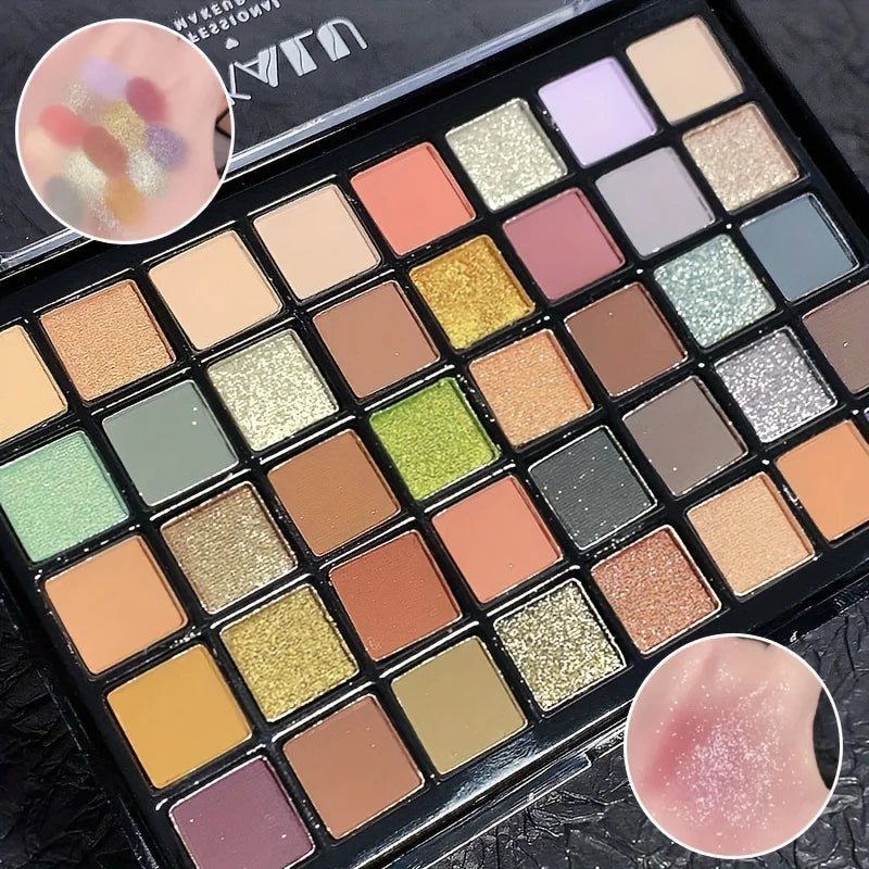 40-Color Eyeshadow Palette-Matte,Shimmer & Satin Finishes in Earthy Browns,Nudes & Multicolor Tones for Stunning Eye Makeup Look