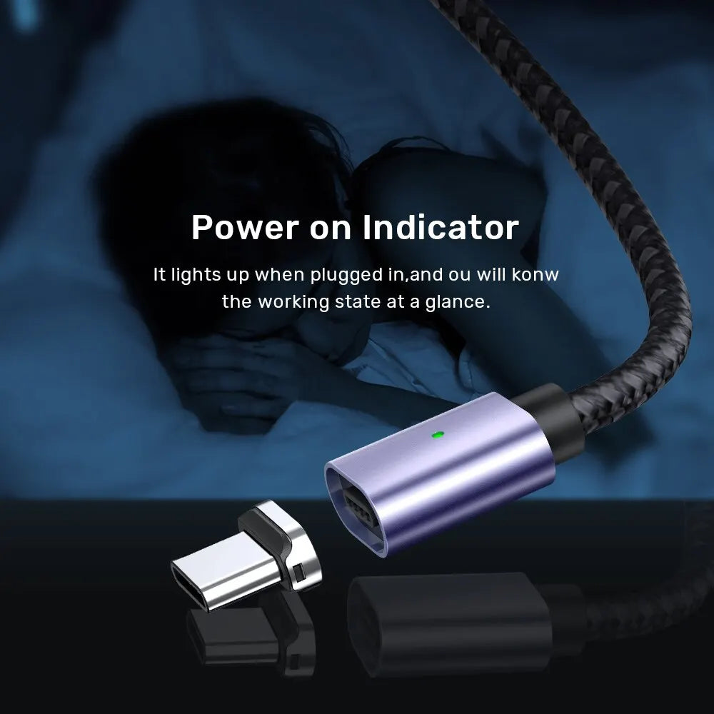 TOPK Magnetic Charging Cable 3A Micro USB Type C Cable with Led Light Magnet Phone Charger Cord for iPhone Android Devices