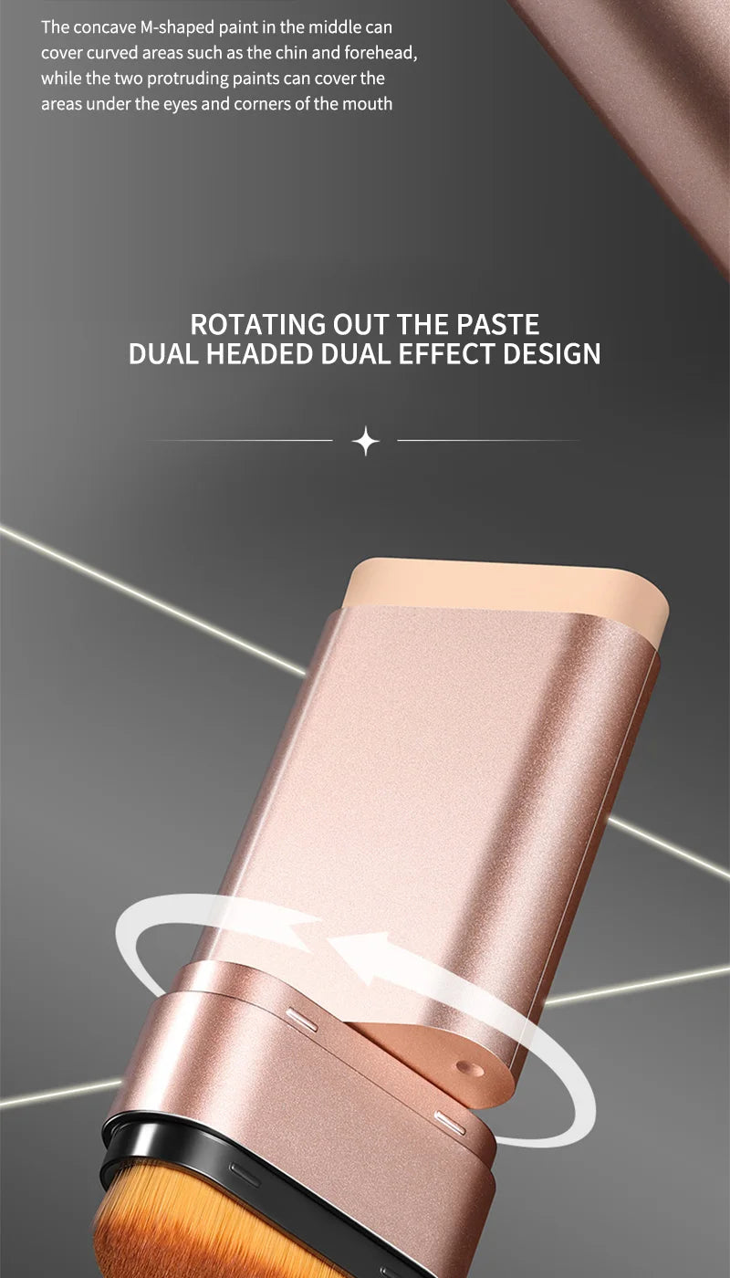 Light and Moist Hydrating Foundation, Natural-Looking, Moisturizing, Shiny, Thin and Lightweight, Double-Headed Makeup Foundation That Rotates for Easy Use, with Its Own Brush, Waterproof, Easy to Apply Makeup, and Easy for B