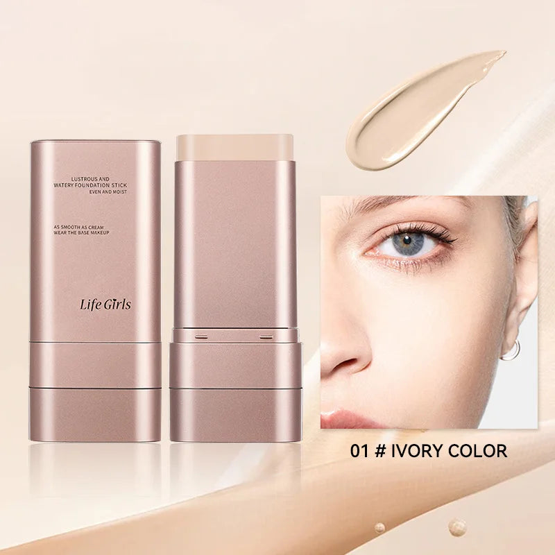 Light and Moist Hydrating Foundation, Natural-Looking, Moisturizing, Shiny, Thin and Lightweight, Double-Headed Makeup Foundation That Rotates for Easy Use, with Its Own Brush, Waterproof, Easy to Apply Makeup, and Easy for B