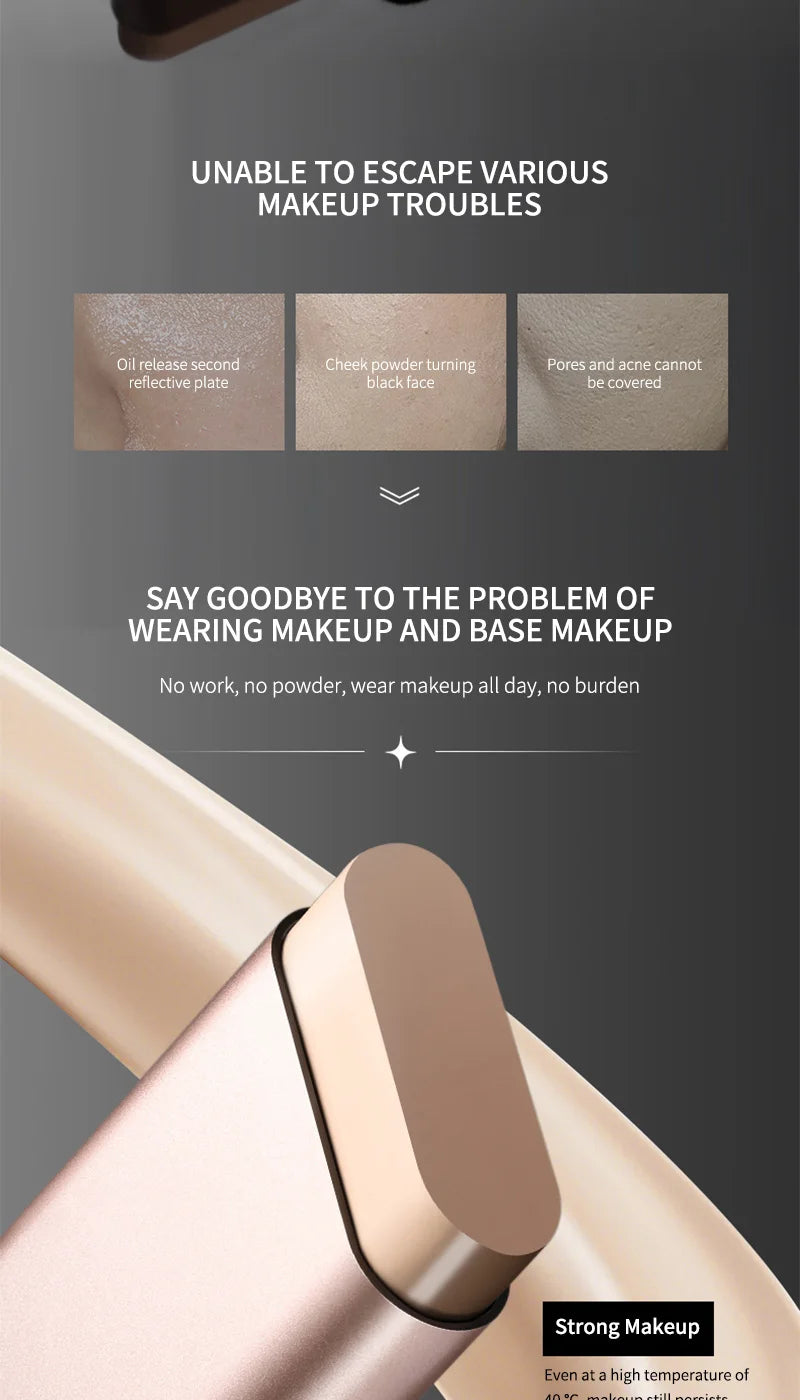 Light and Moist Hydrating Foundation, Natural-Looking, Moisturizing, Shiny, Thin and Lightweight, Double-Headed Makeup Foundation That Rotates for Easy Use, with Its Own Brush, Waterproof, Easy to Apply Makeup, and Easy for B