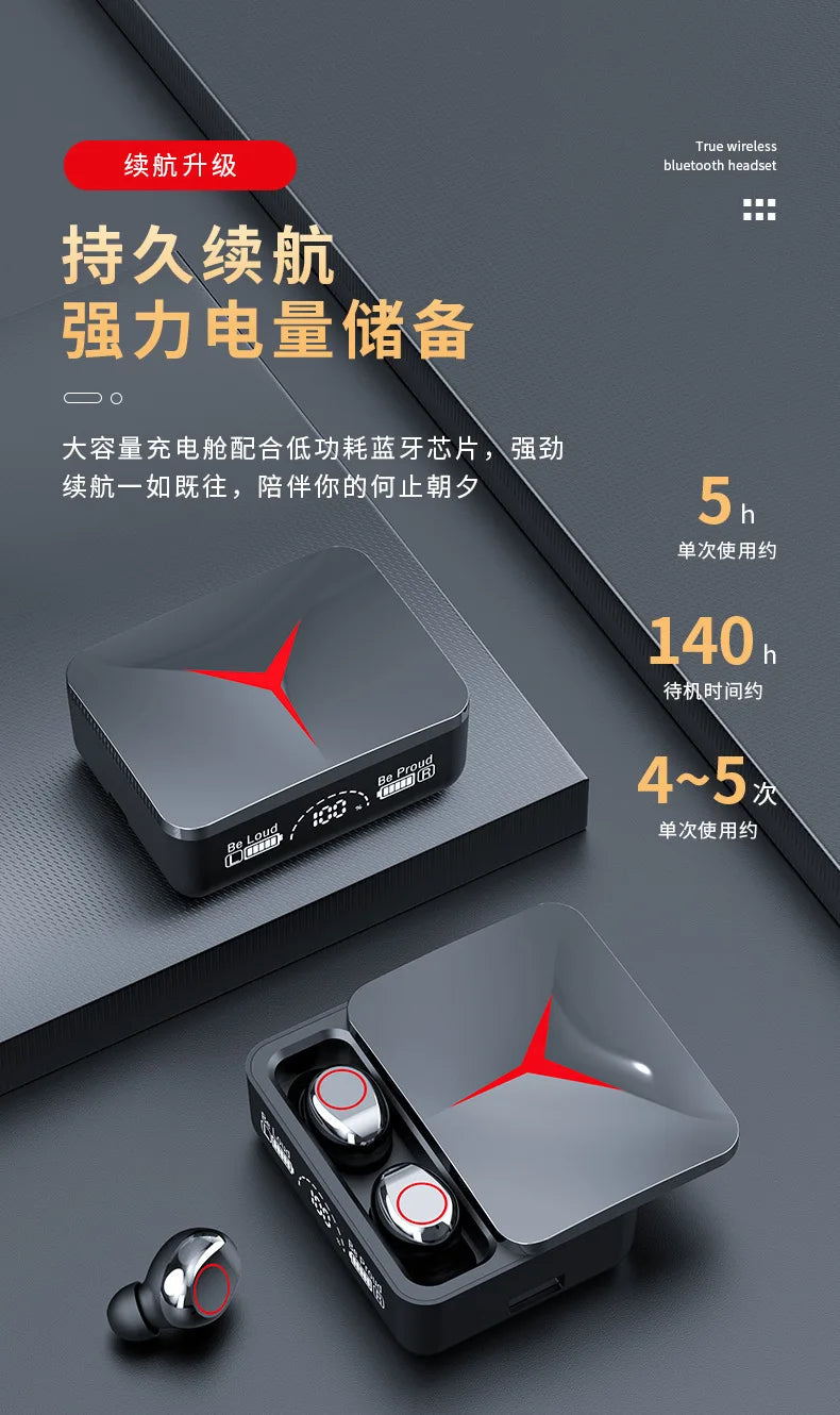 Wireless Bluetooth earbuds, in-ear touch earbuds, gaming headphones, stereo noise-cancelling, with microphone, for mobile gaming