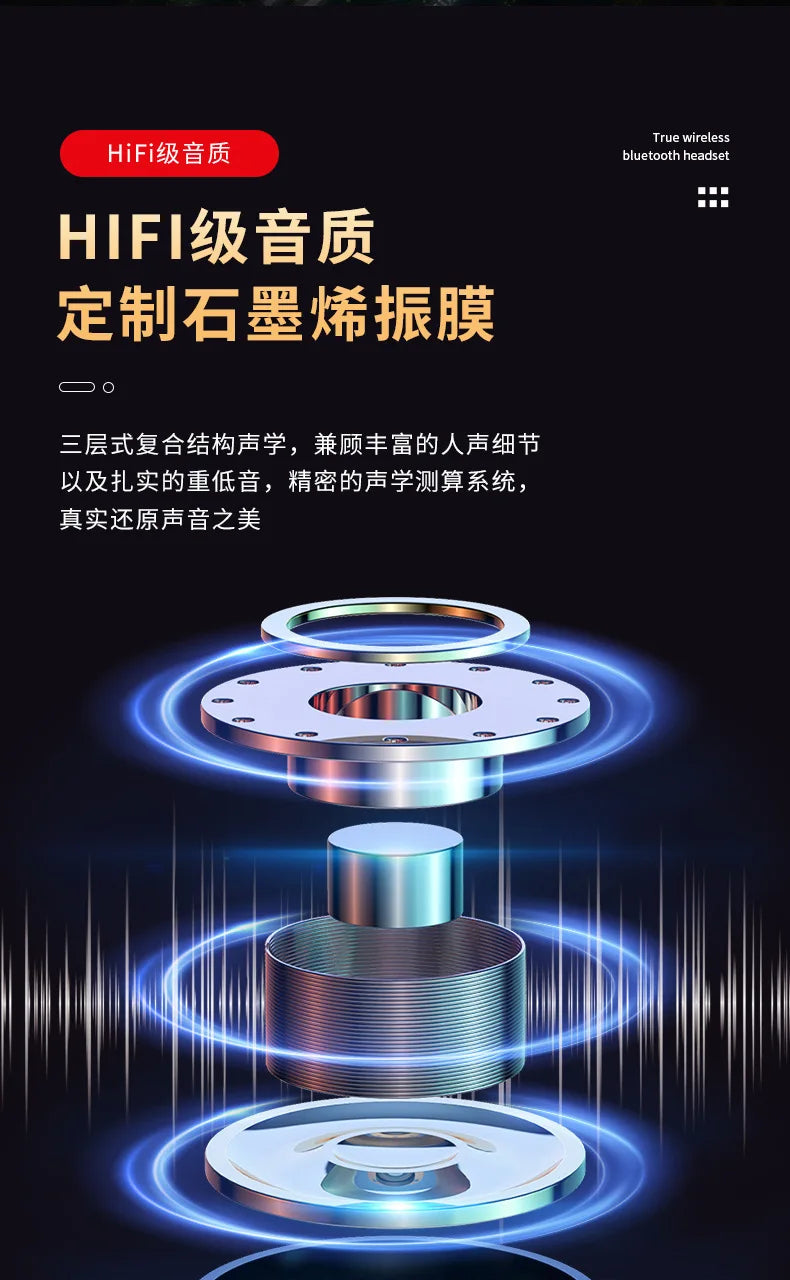 Wireless Bluetooth earbuds, in-ear touch earbuds, gaming headphones, stereo noise-cancelling, with microphone, for mobile gaming