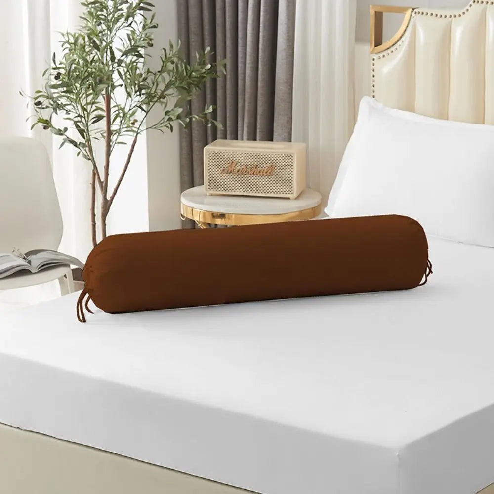 Durable Solid Color Long Cylindrical Pillowcase Washable Durable Bedroom Neck Bolster Pillowslip Household Removable Pillow Case