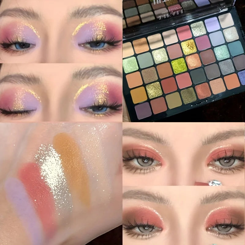 40-Color Eyeshadow Palette-Matte,Shimmer & Satin Finishes in Earthy Browns,Nudes & Multicolor Tones for Stunning Eye Makeup Look