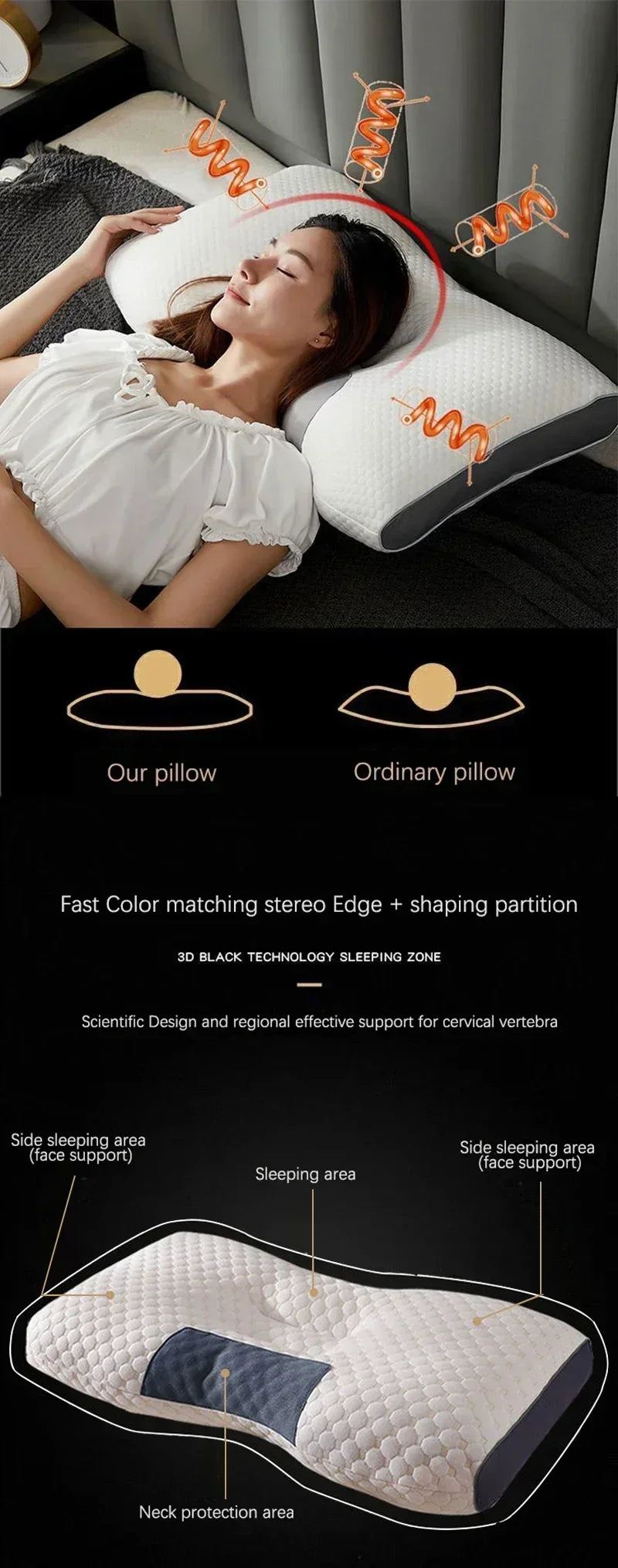 High Quality Washable Knitted Massage Pillow Better Sleep Neck Support hypoallergenic pillow Household Pillow Does Not Collapse