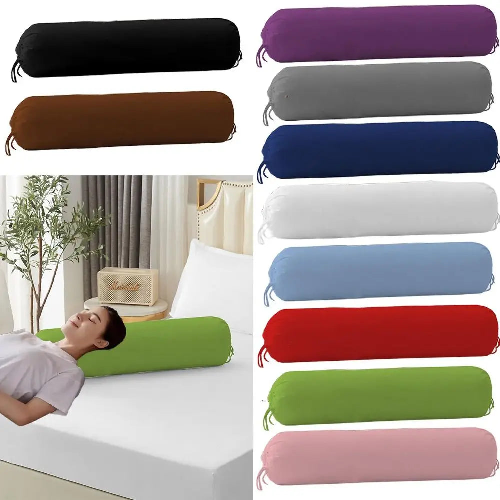 Durable Solid Color Long Cylindrical Pillowcase Washable Durable Bedroom Neck Bolster Pillowslip Household Removable Pillow Case