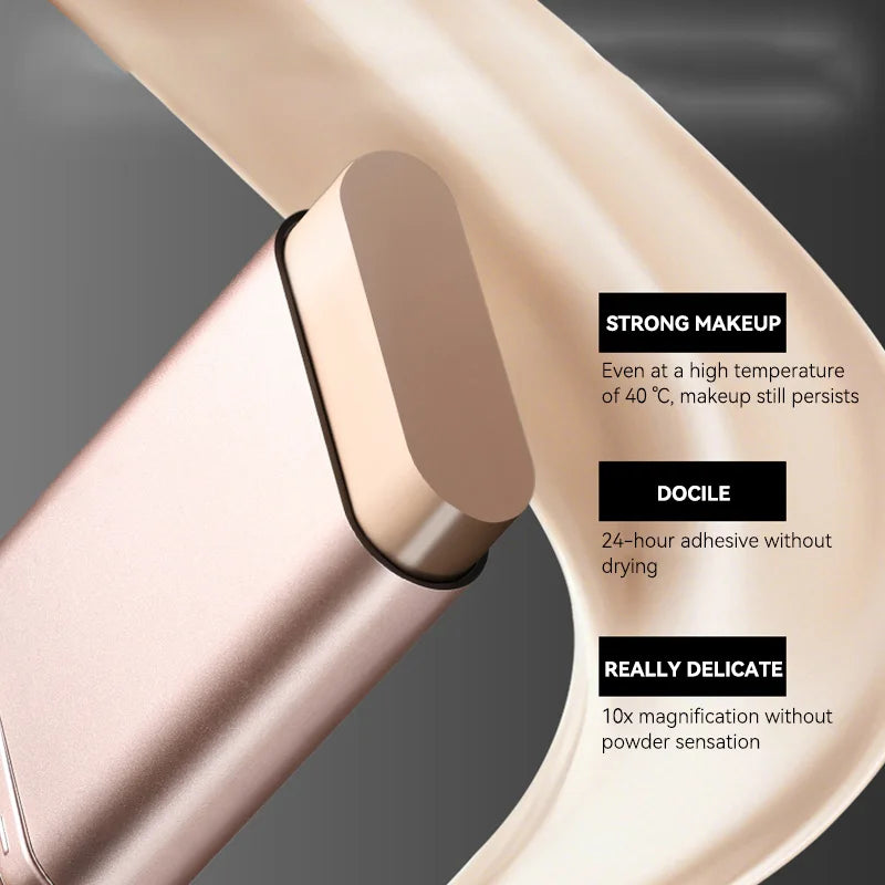 Light and Moist Hydrating Foundation, Natural-Looking, Moisturizing, Shiny, Thin and Lightweight, Double-Headed Makeup Foundation That Rotates for Easy Use, with Its Own Brush, Waterproof, Easy to Apply Makeup, and Easy for B